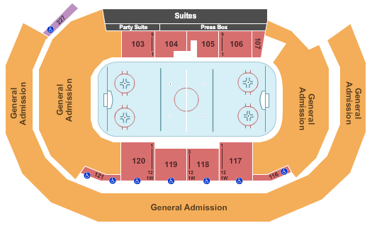 AMSOIL Arena At DECC Hockey - GA Bowl Seating Chart