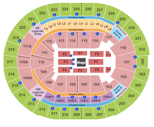 Kia Center Black and Brown Comedy Seating Chart