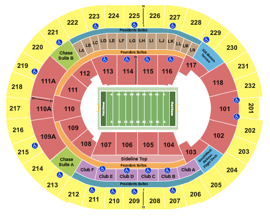 Kia Center Football - Indoors Seating Chart