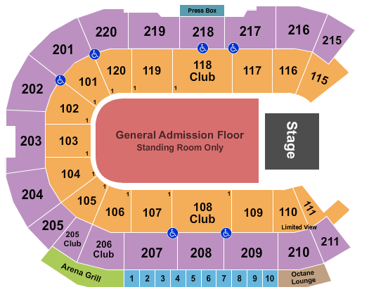Angel of the Winds Arena End Stage GA Floor Seating Chart