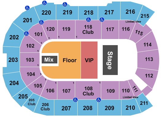 Angel of the Winds Arena Endstage VIP/GA Floor Seating Chart