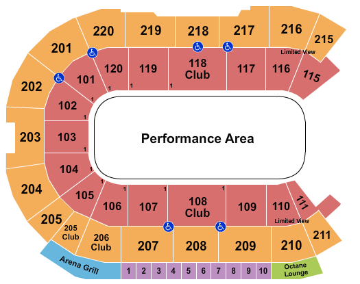 Angel of the Winds Arena Performance Area Seating Chart