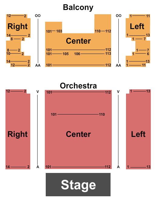 Angelico Hall - Dominican University of California - San Rafael End Stage Seating Chart