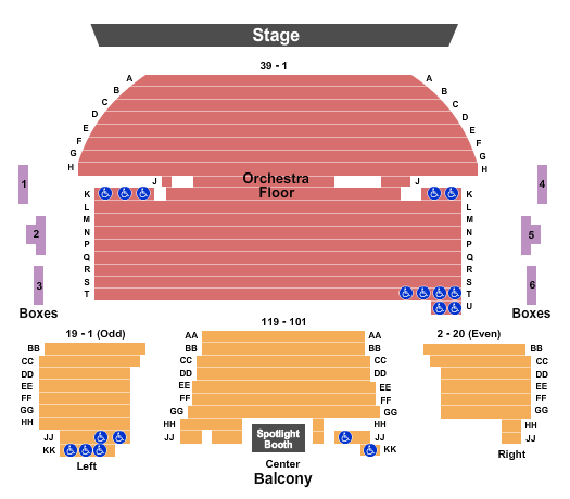 Temple Theater - TX Endstage Seating Chart