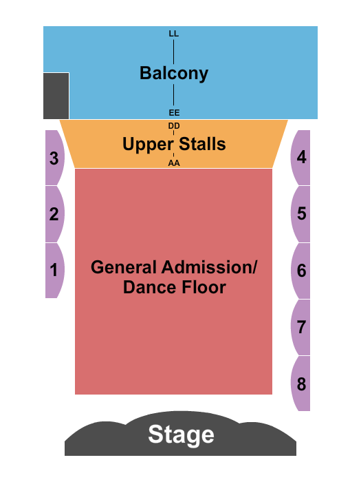 Anita's Theatre Endstage GA Seating Chart