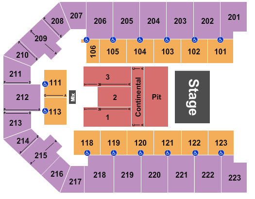 Appalachian Wireless Arena Endstage GA Pit w/ Cont Seating Chart