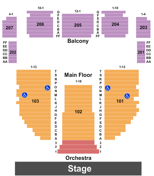 Arcada Theatre Endstage-2 Seating Chart