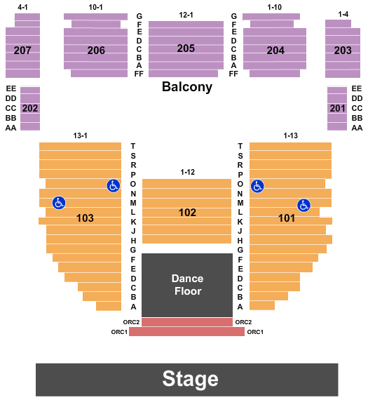 Arcada Theatre Endstage DanceFloor 2 Seating Chart