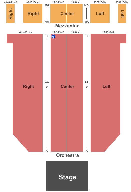Arlington Theatre End Stage Seating Chart