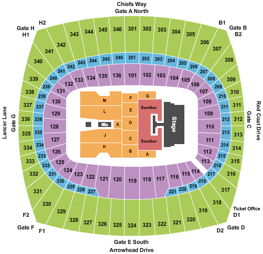 Arrowhead Stadium Seating Chart For Kenny Chesney