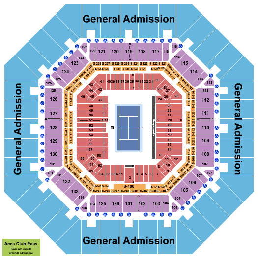 Arthur Ashe Stadium Tennis with GA Seating Chart