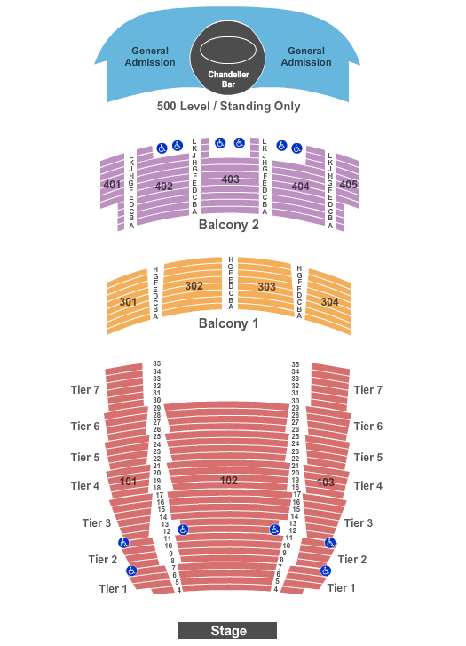 The Midland Theatre - MO End Stage - No Pit Seating Chart