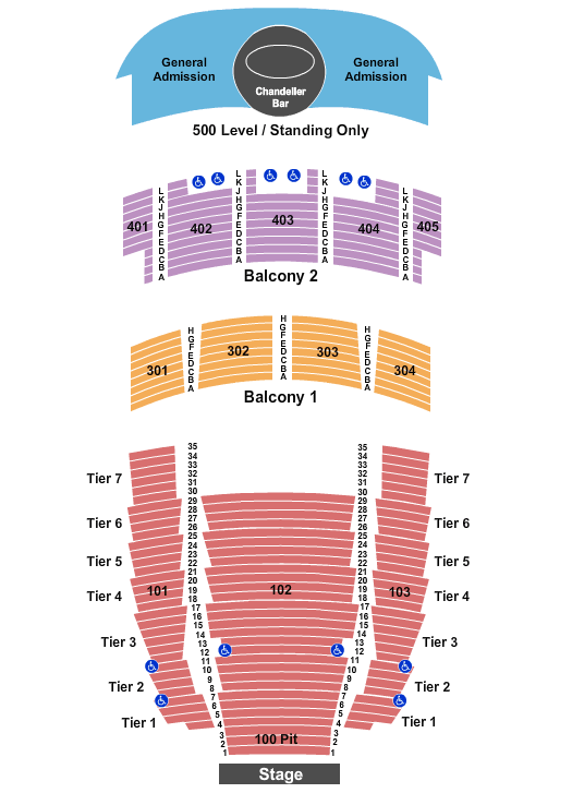 seating chart for The Midland Theatre - MO - End Stage Reserved Pit - eventticketscenter.com