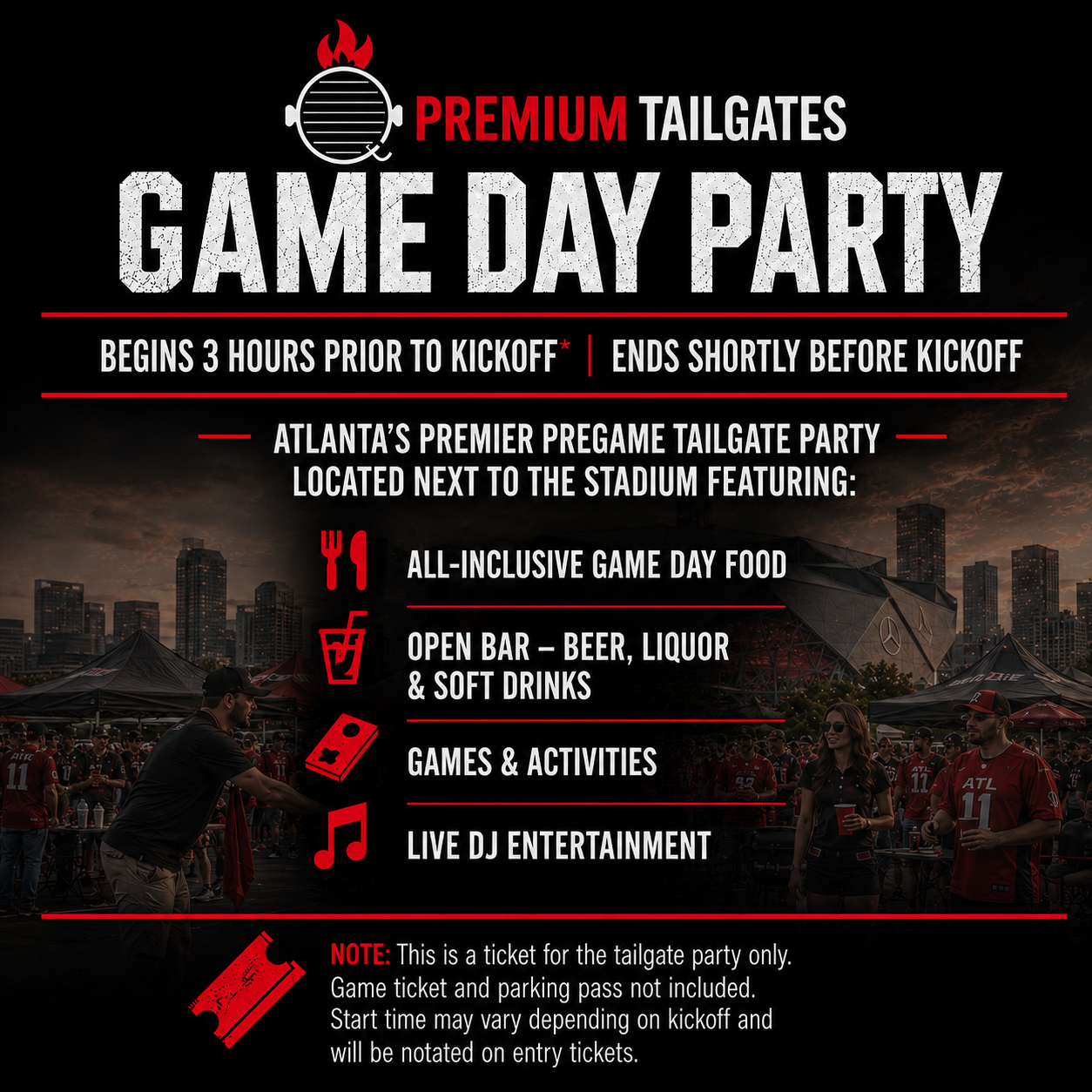Premium Tailgate Party: Atlanta Falcons vs. Chicago Bears