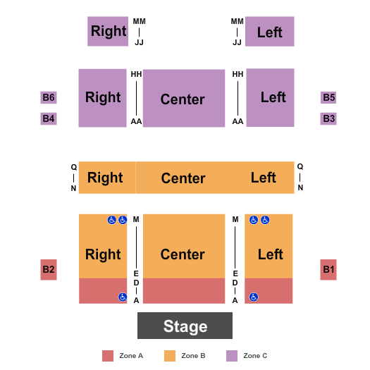 Attucks Theatre Endstage - Zone Seating Chart