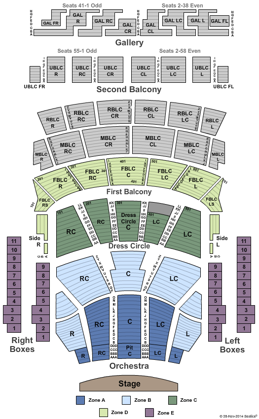 Auditorium Theatre - IL End Stage Zone Seating Chart