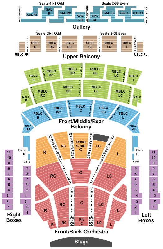 seating chart for Auditorium Theatre - IL - Endstage 2 - eventticketscenter.com