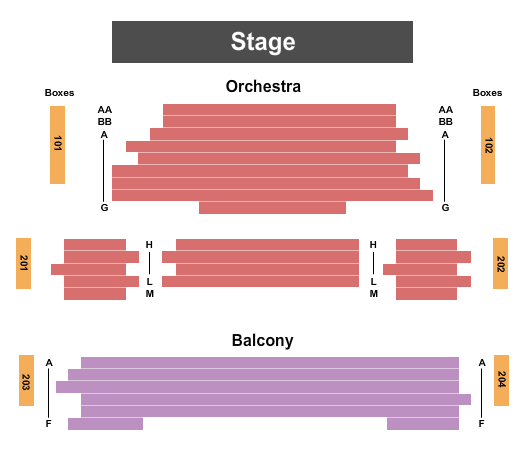 Aurora Theatre - GA End Stage Seating Chart