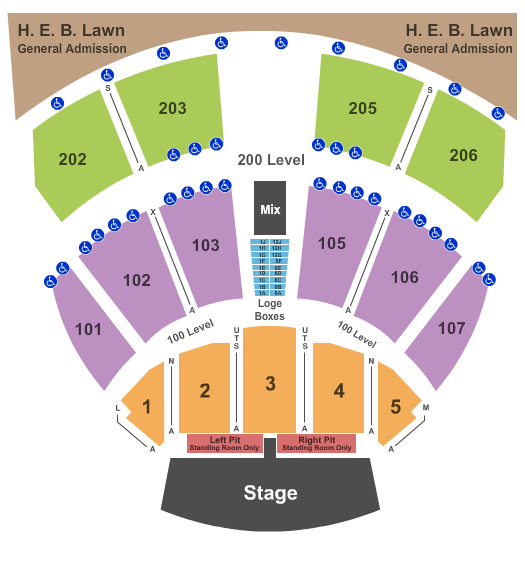 Germania Insurance Amphitheater Endstage GA Pit Left & Right Seating Chart