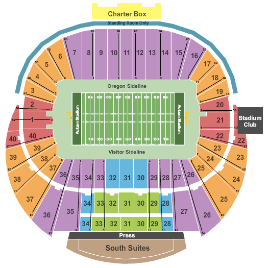 Oregon Ducks Autzen Stadium Seating Chart