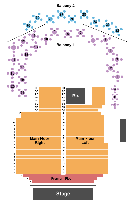 Avalon Events Center Endstage Seating Chart