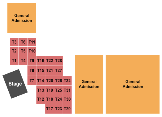 Avondale Brewing Company End Stage Tables & GA Seating Chart