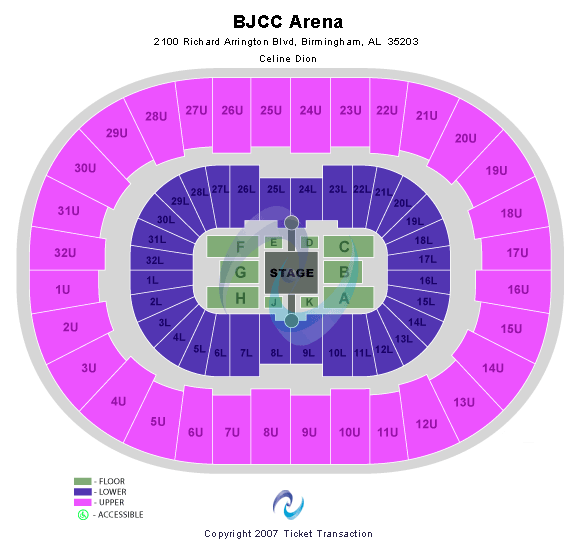 Legacy Arena at The BJCC Celine Dion Seating Chart