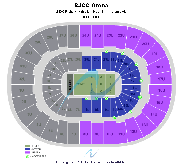 Legacy Arena at The BJCC End Stage Half House Seating Chart