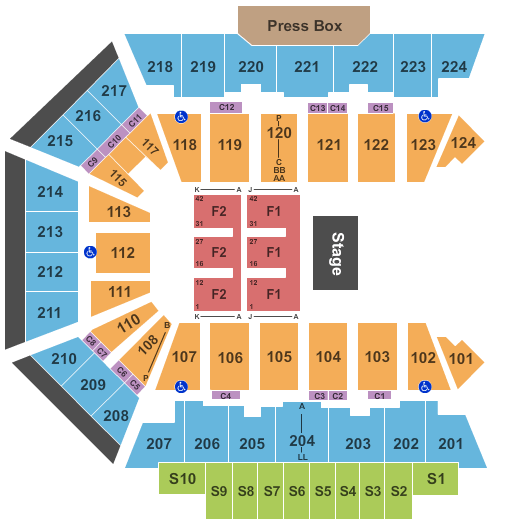 BMO Harris Bank Center Endstage - Halfhouse Seating Chart