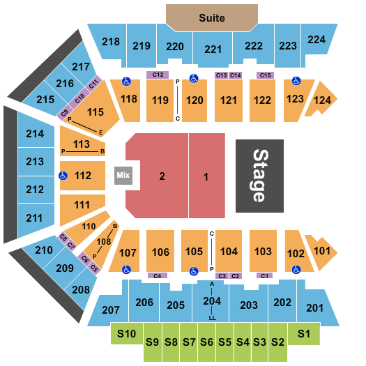 BMO Harris Bank Center Endstage Half House 2 Seating Chart