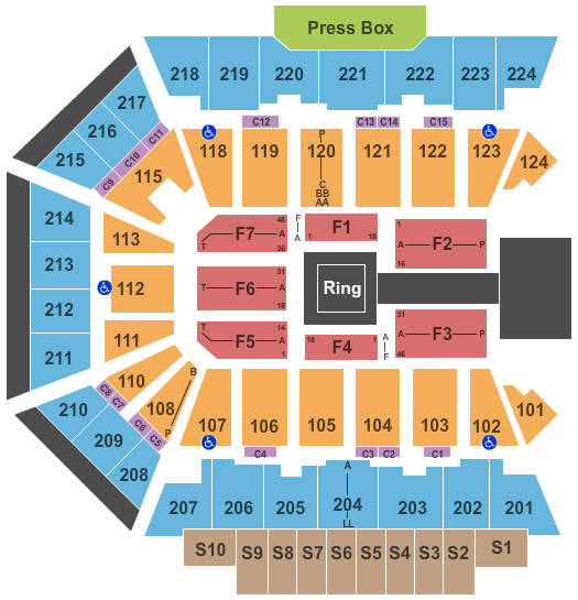 seating chart for BMO Harris Bank Center - WWE - eventticketscenter.com