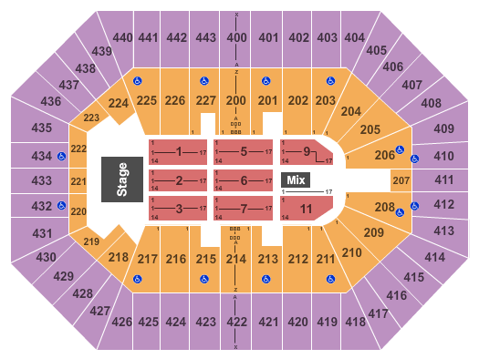 BMO Harris Bradley Center Hall and Oats Seating Chart