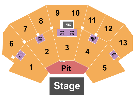 BMO Pavilion Endstage Pit - No SRO Seating Chart
