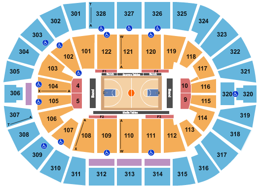 BOK Center NCAA Basketball Tournament Seating Chart