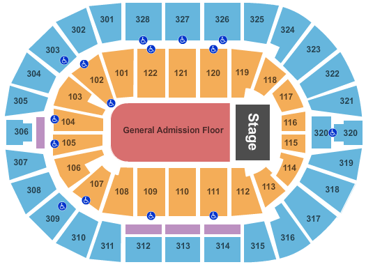 seating chart for BOK Center - End Stage GA - eventticketscenter.com