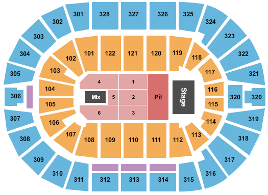 BOK Center Endstage GA Pit Seating Chart