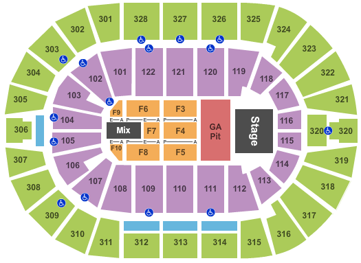 BOK Center Endstage GA Pit Seating Chart
