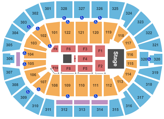 BOK Center End Stage Seating Chart