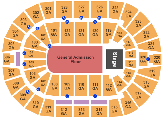 BOK Center GA Floor - GA Bowl Seating Chart