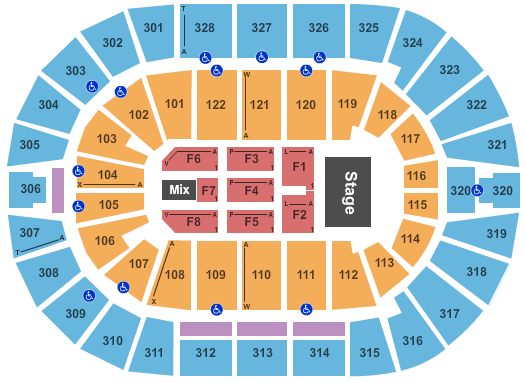 BOK Center Hall and Oates Seating Chart