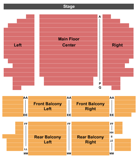 Babcock Theatre - Billings End Stage Seating Chart
