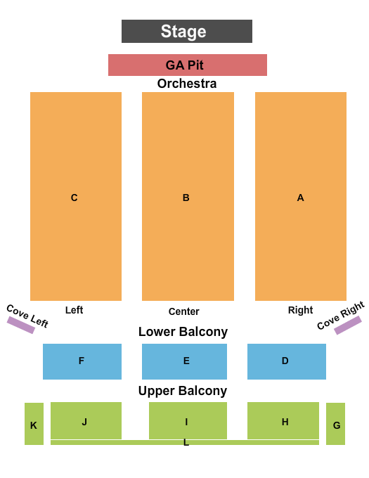Bakersfield Fox Theater Endstage GA Pit Seating Chart