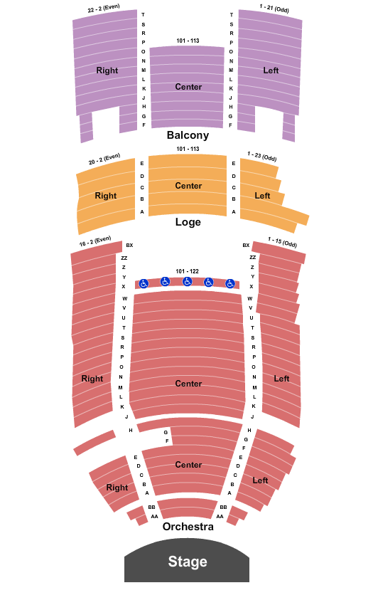 seating chart for Balboa Theatre - San Diego - End Stage - eventticketscenter.com