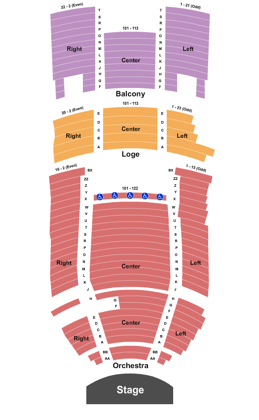 Balboa Theatre - San Diego End Stage Seating Chart