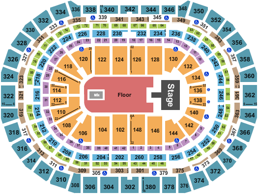 Ball Arena Endstage GA Floor w/ Catwalk Seating Chart