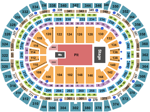 Ball Arena Endstage GA Pit/AAA-CCC Seating Chart