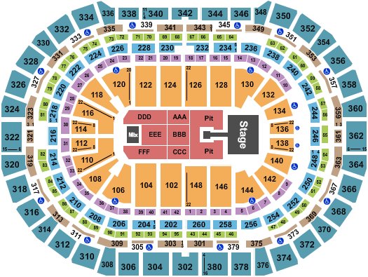 Ball Arena Endstage Pit w/ Catwalk Seating Chart