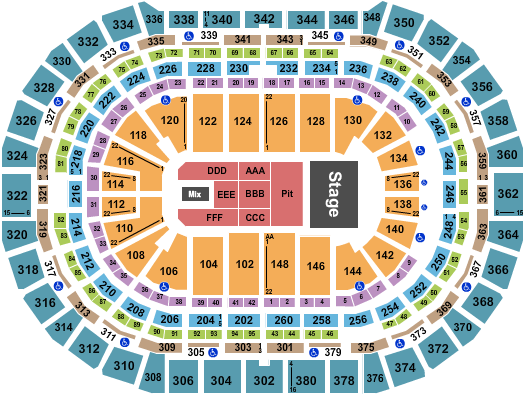 Ball Arena Endstage with Pit Seating Chart