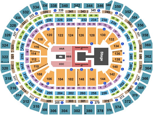 seating chart for Ball Arena - Lizzo - eventticketscenter.com
