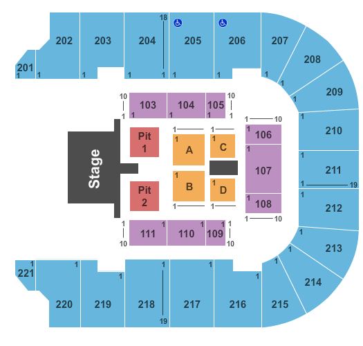 Cadence Bank Arena Endstage GA Pit Seating Chart
